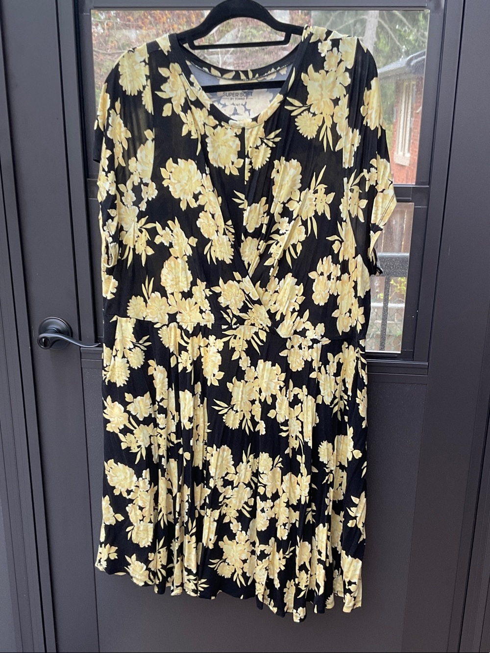 torrid Black Midi Dress with Yellow Floral Print